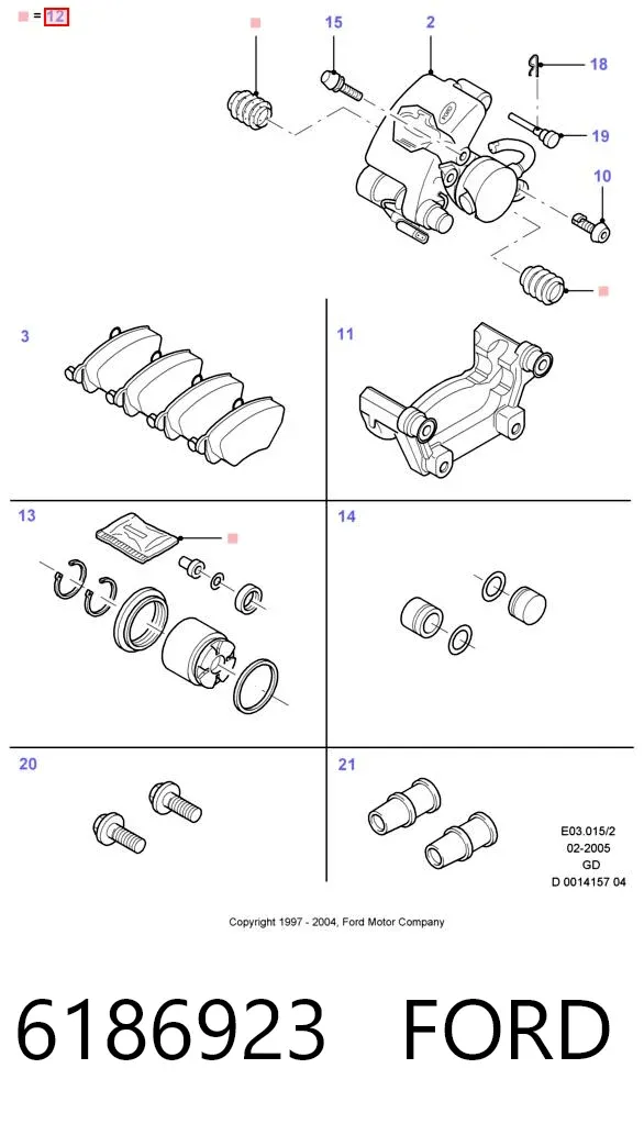 Kit de reparación de pinzas de freno 6186923 Ford