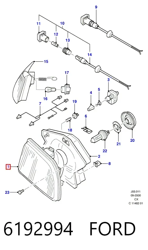 Faro derecho 6192994 Ford
