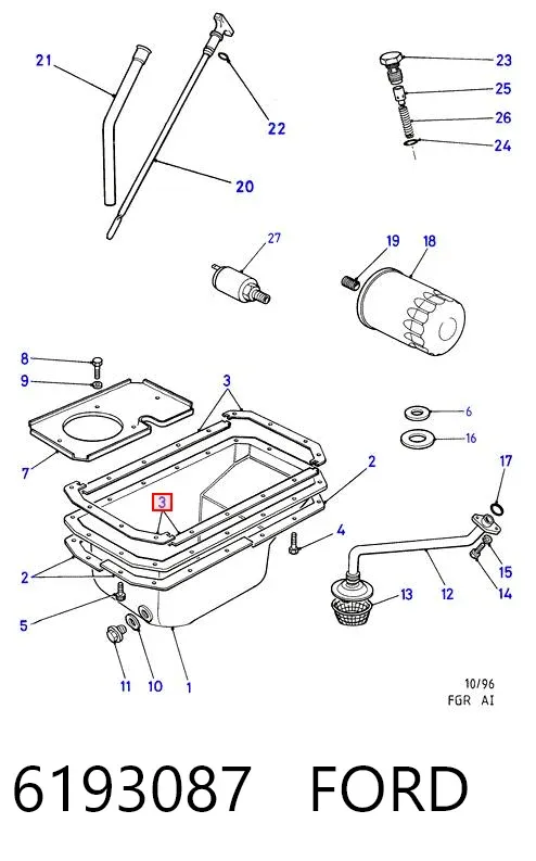 Junta del cárter 6193087 Ford