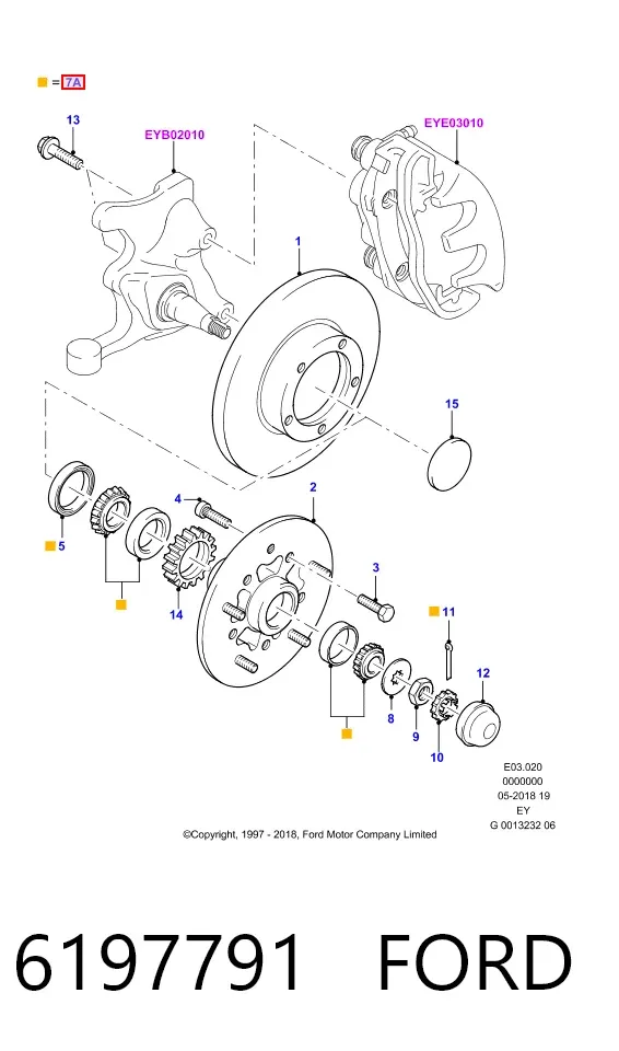 Cojinete de rueda delantero 6197791 Ford