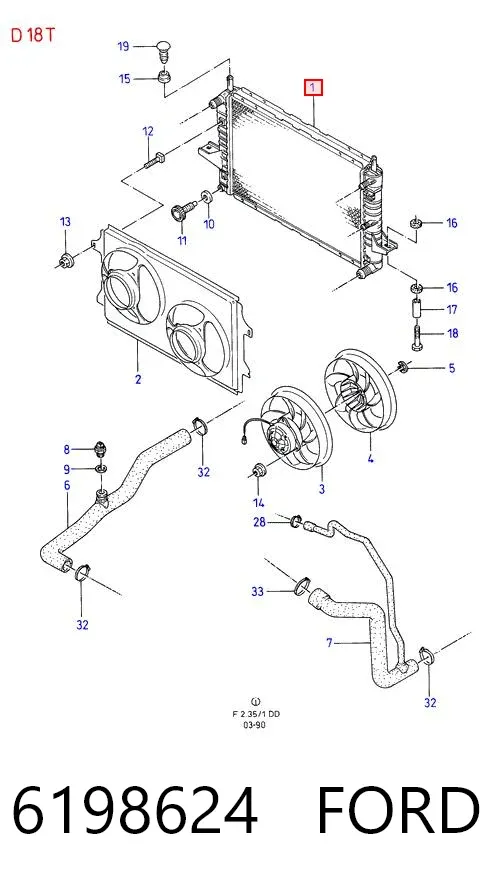 Radiador 6198624 Ford