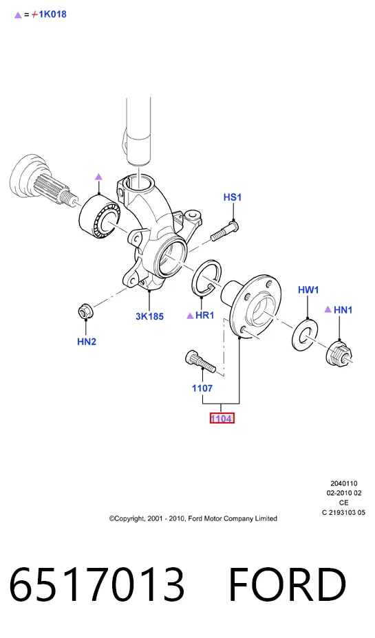 Buje de rueda delantero 6517013 Ford