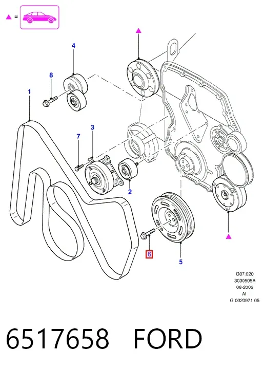 Soporte delantero derecho del motor 6517658 Ford
