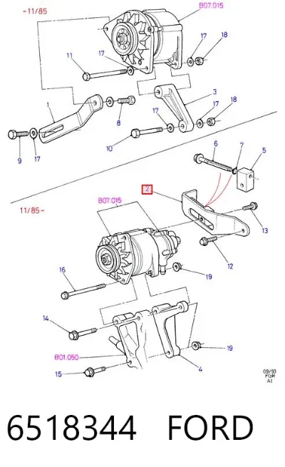 Soporte del alternador FORD 6518344