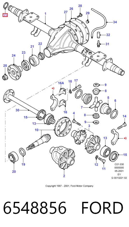 Retén exterior del semieje trasero 6548856 Ford