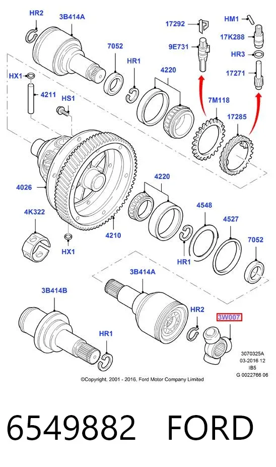 Junta trípode interior 6549882 Ford
