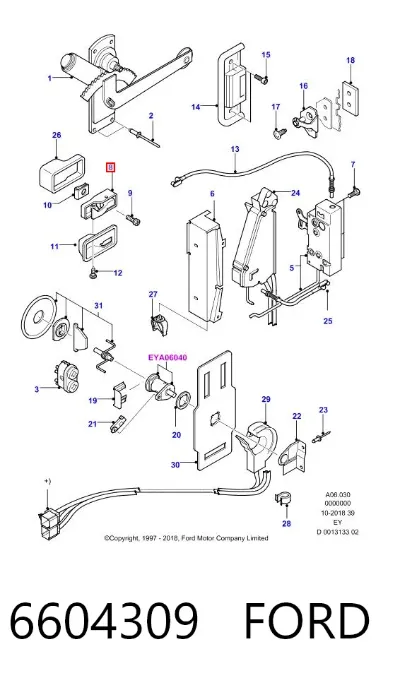 Manija interior derecha de puerta trasera batiente FORD 6604309