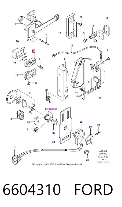 Manija interior izquierda de puerta trasera batiente FORD 6604310