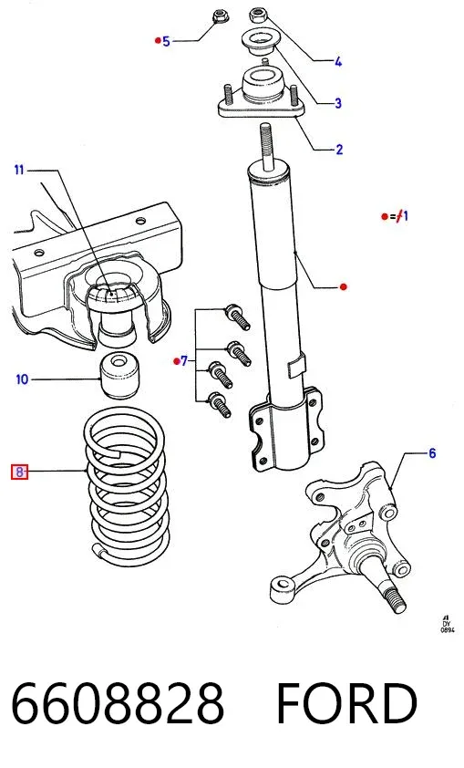 Muelle delantero 6608828 Ford