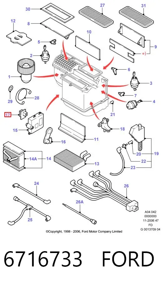 Resistencia de calefacción 6716733 Ford