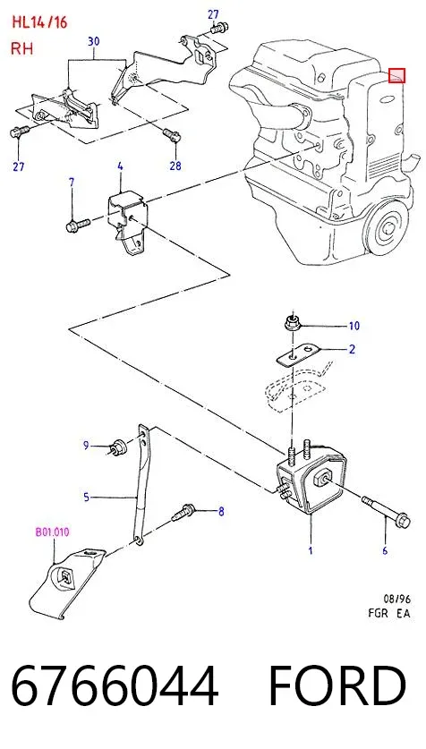 Soporte izquierdo del motor 6766044 Ford