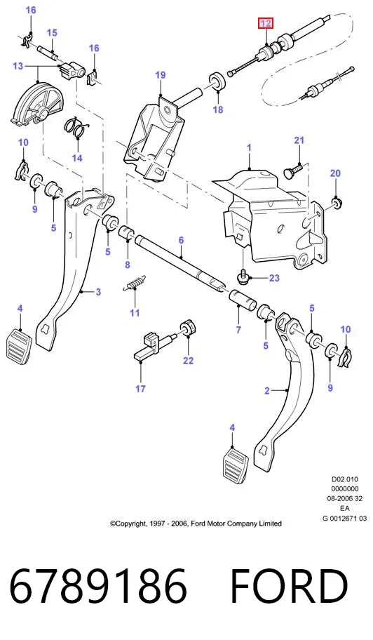 Cable de embrague 6789186 Ford