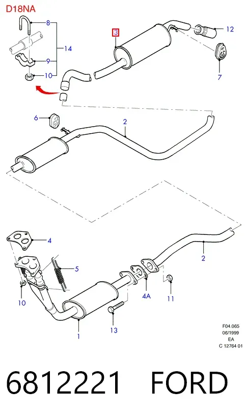 Silenciador trasero 6812221 Ford