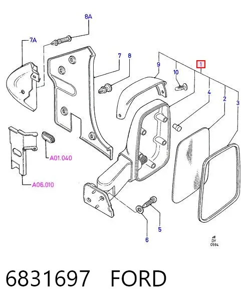Espejo de retrovisor izquierdo 6831697 Ford