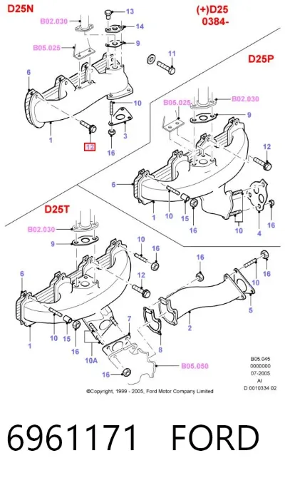 Perno de tubo de alimentación de aceite de turbocompresor FORD 6961171