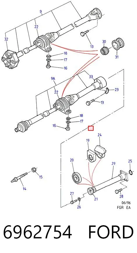 Junta homocinética interior trasera 6962754 Ford