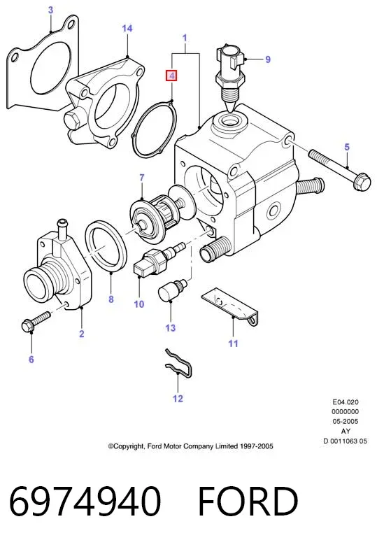 Junta de termostato 6974940 Ford