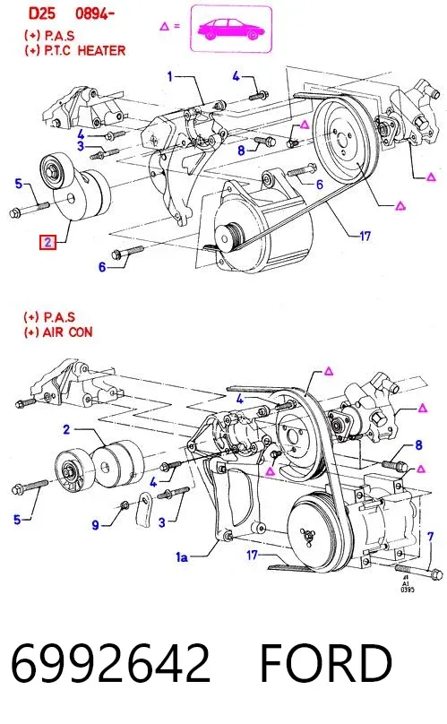 Tensor de correa poli V 6992642 Ford