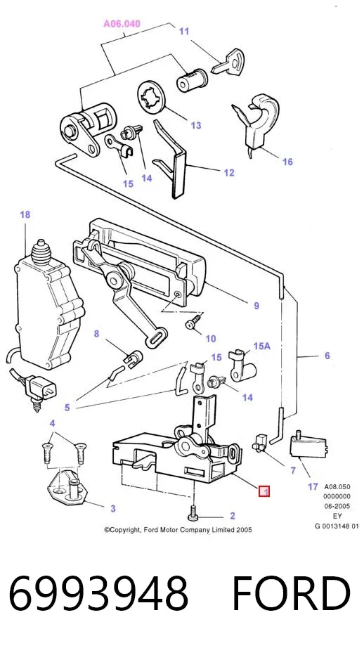 Cerradura de maletero 6993948 Ford