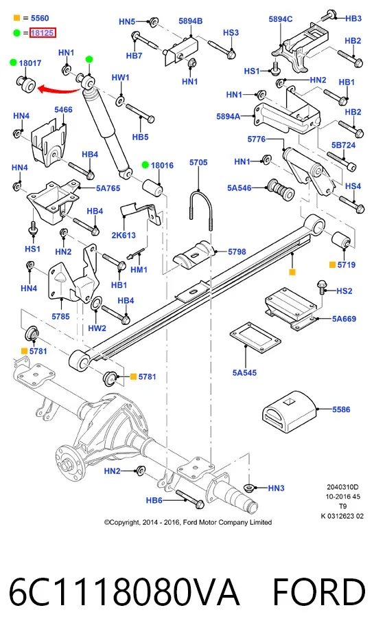 Amortiguador trasero 6C1118080VA Ford
