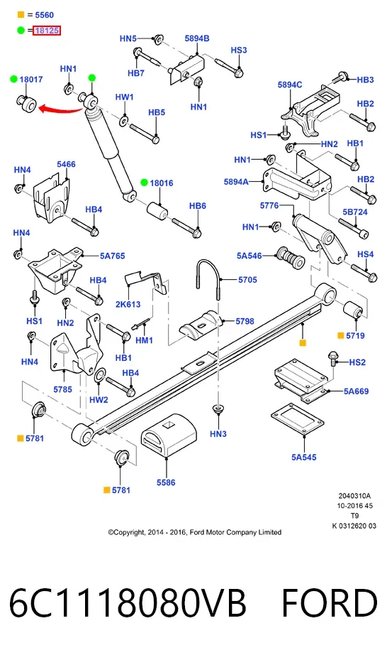 Amortiguador trasero 6C1118080VB Ford