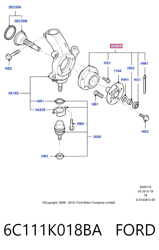 Cojinete de rueda delantero 6C111K018BA Ford