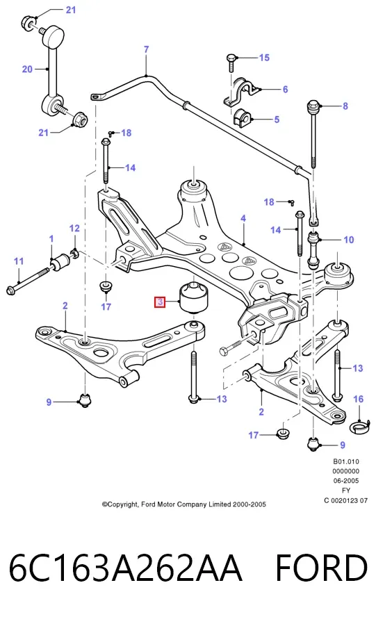 Silentblock del brazo de suspensión 6C163A262AA Ford