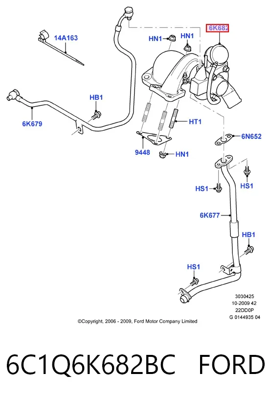 Turbocompresor 6C1Q6K682BC Ford