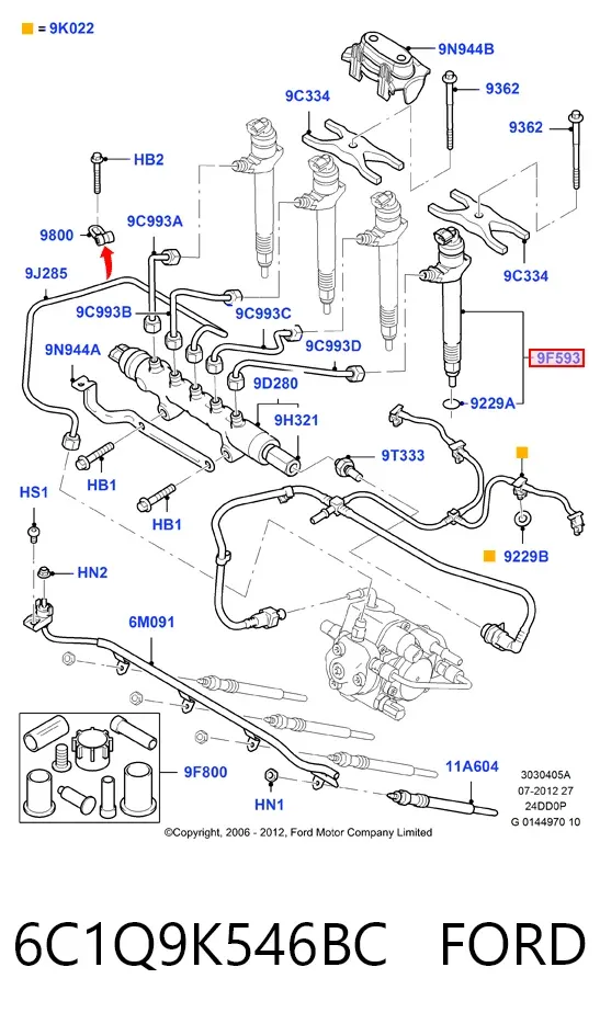 Inyector 6C1Q9K546BC Ford