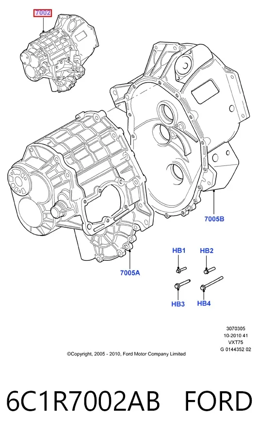 Caja de cambios 6C1R7002AB Ford