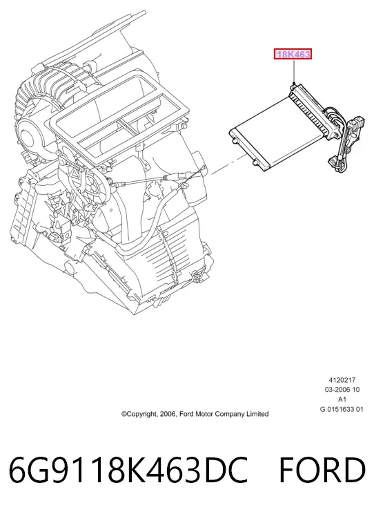 Calentador eléctrico de aire para el sistema de calefacción del habitáculo 6G9118K463DC Ford