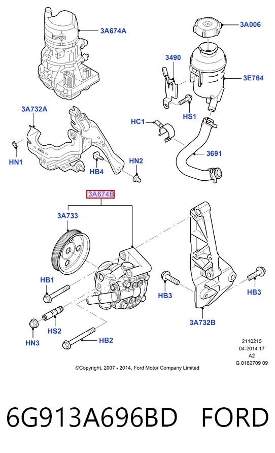 Bomba de dirección 6G913A696BD Ford