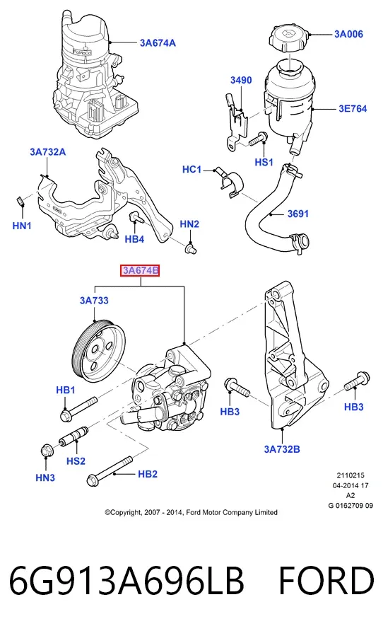 Bomba de dirección 6G913A696LB Ford