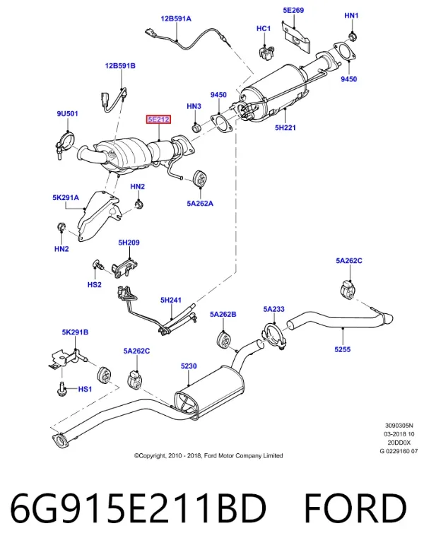 Catalizador 6G915E211BD Ford