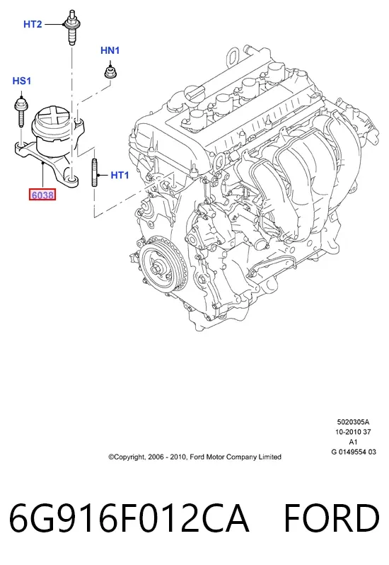 Soporte de motor derecho 6G916F012CA Ford