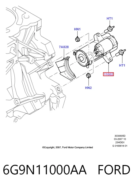 Motor de arranque 6G9N11000AA Ford