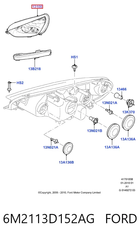 Faro derecho 6M2113D152AG Ford