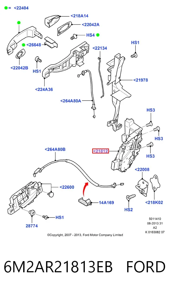 Cerradura 6M2AR21813EB Ford