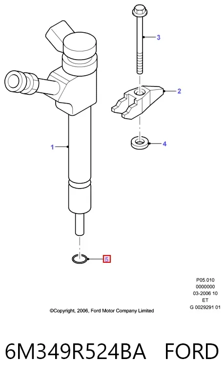 Junta de inyectores 6M349R524BA Ford
