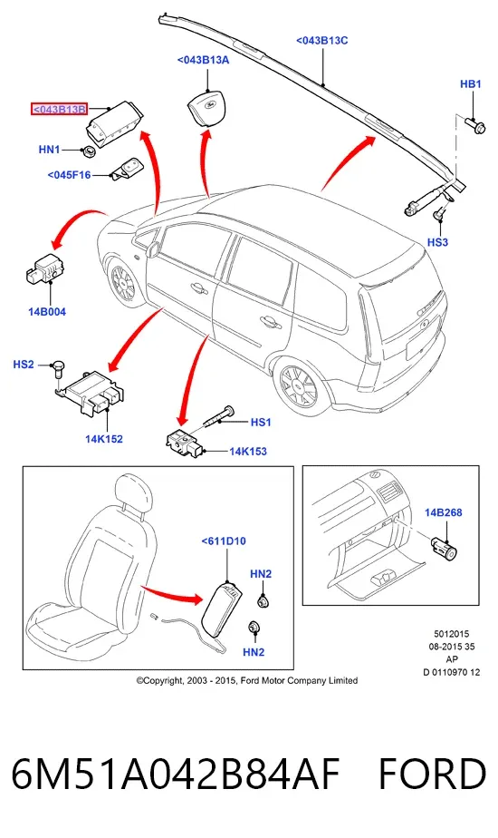 Airbag lateral 6M51A042B84AF Ford