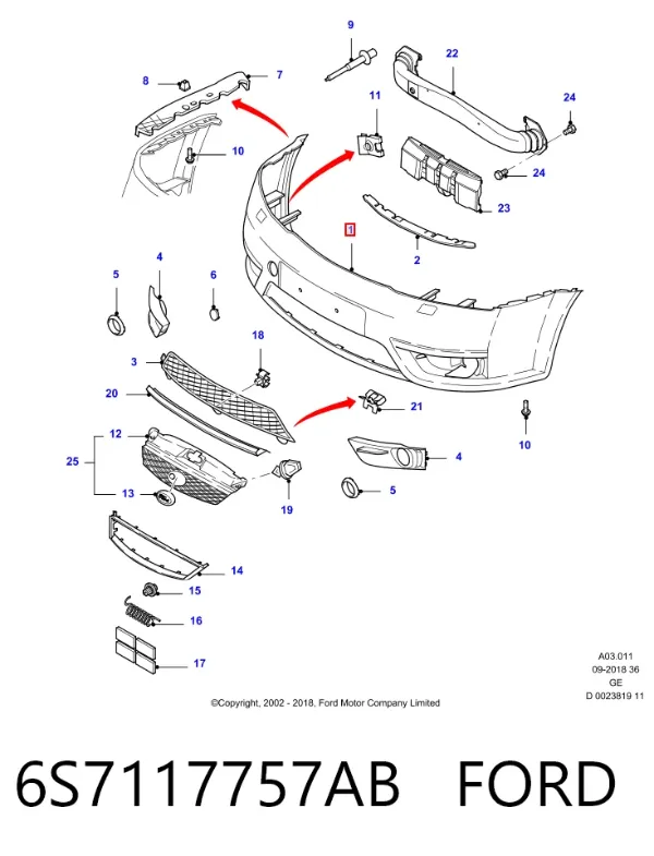 Paragolpes 6S7117757AB Ford