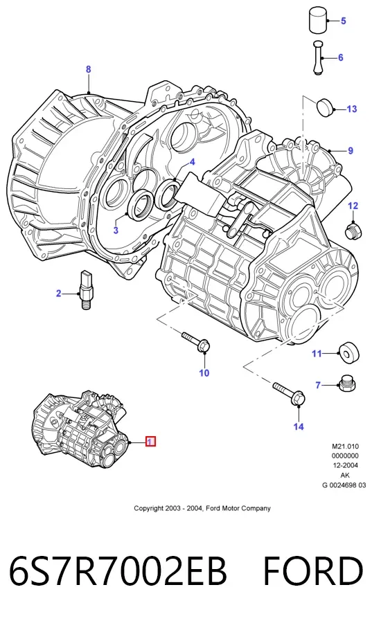 Caja de cambios 6S7R7002EB Ford