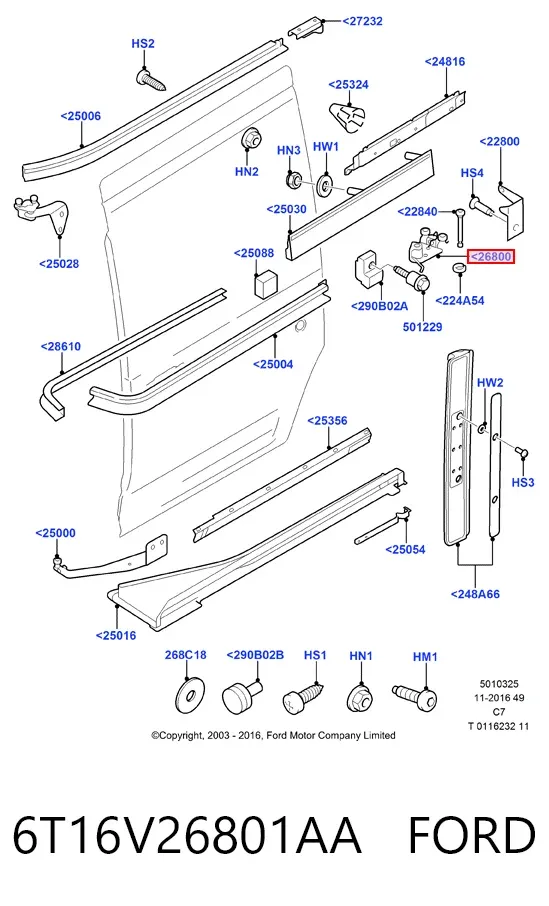 Rodillo central izquierdo de puerta corrediza 6T16V26801AA Ford