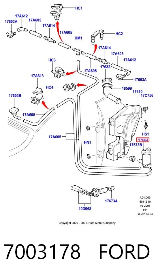 Bomba-motor de limpiaparabrisas delantero/trasero 7003178 Ford
