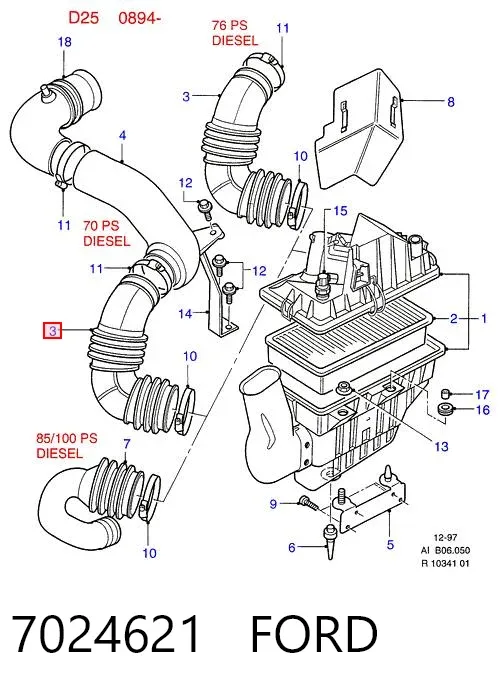 Tubo flexible de aspiración 7024621 Ford