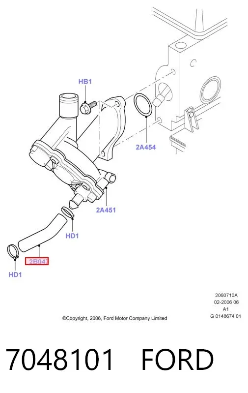 Manguera radiador 7048101 Ford