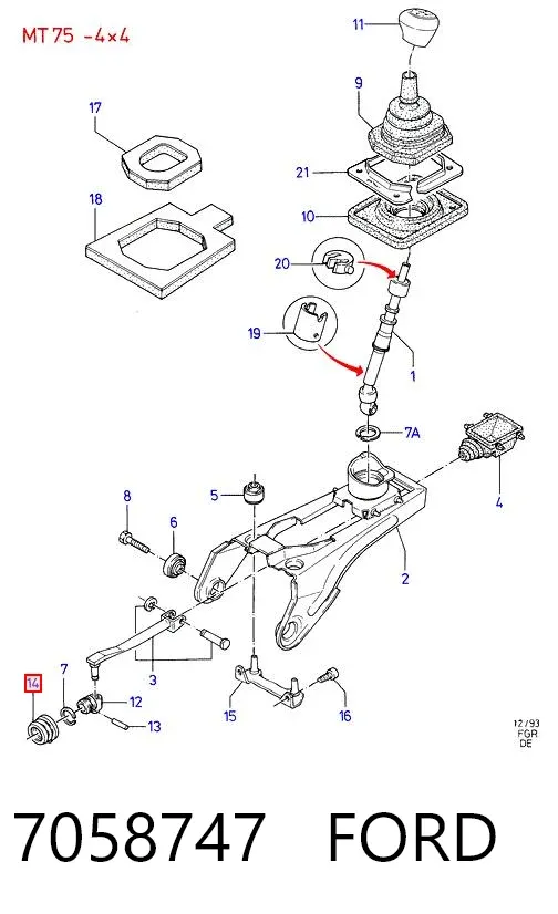 Fuella palanca de cambios 7058747 Ford