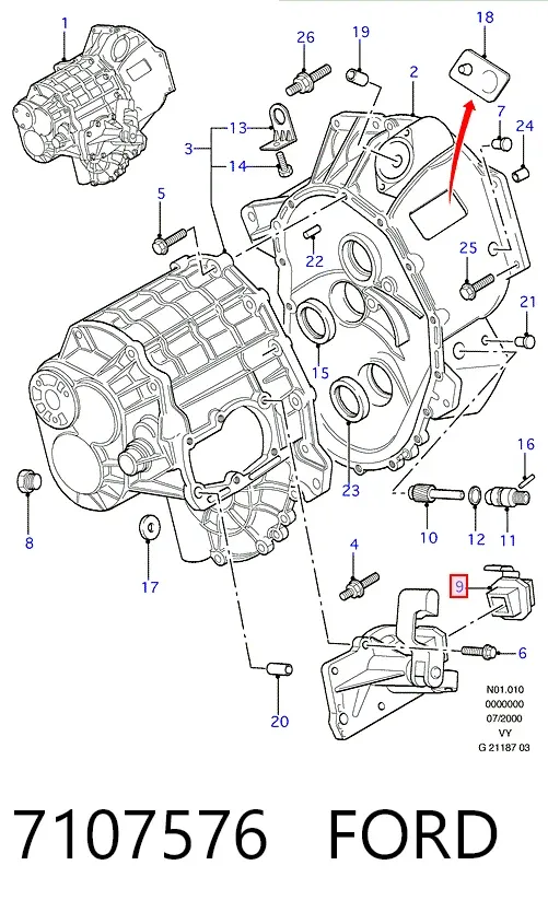 Sensor de marcha atrás 7107576 Ford