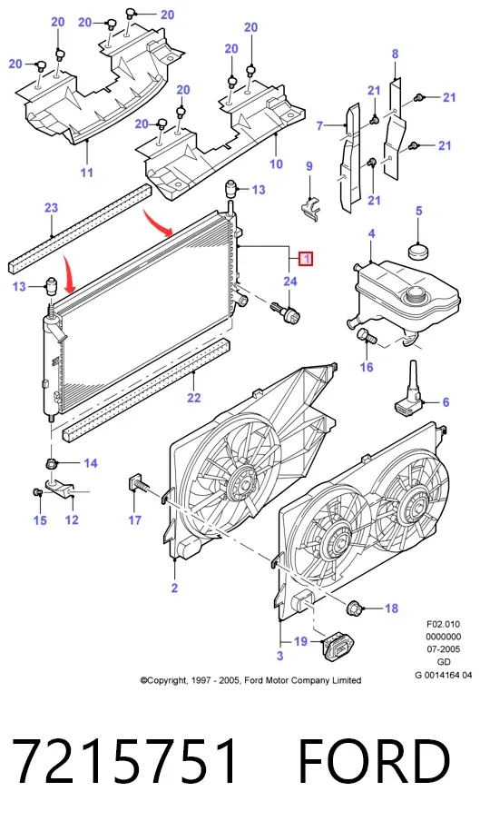 Radiador 7215751 Ford