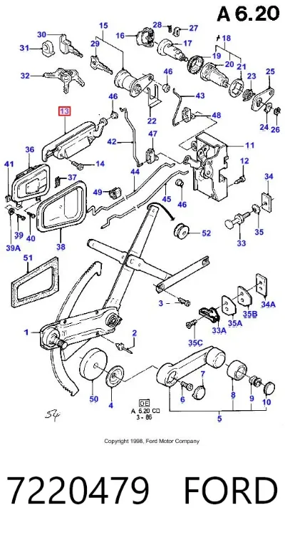 Manija exterior derecha delantera/trasera de puerta FORD 7220479